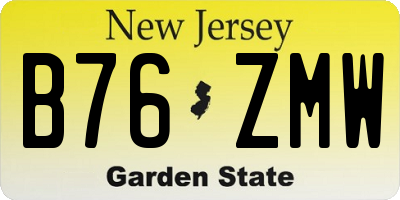 NJ license plate B76ZMW