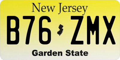 NJ license plate B76ZMX