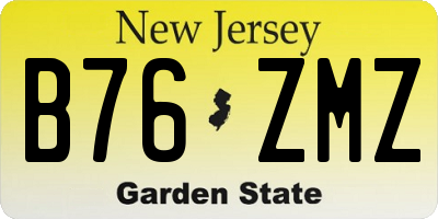 NJ license plate B76ZMZ