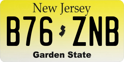 NJ license plate B76ZNB