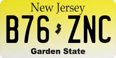 NJ license plate B76ZNC
