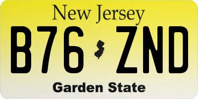 NJ license plate B76ZND