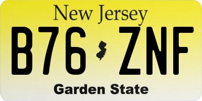 NJ license plate B76ZNF
