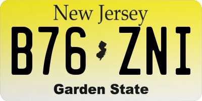 NJ license plate B76ZNI