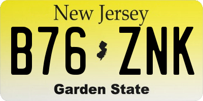 NJ license plate B76ZNK