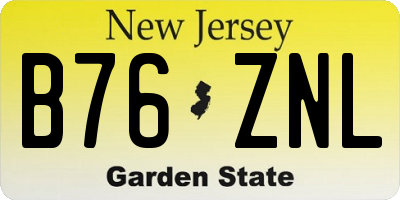NJ license plate B76ZNL