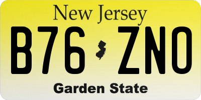 NJ license plate B76ZNO