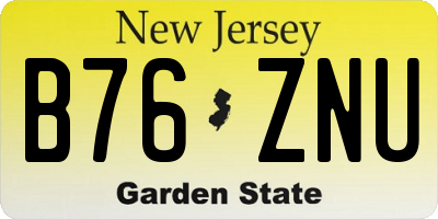 NJ license plate B76ZNU