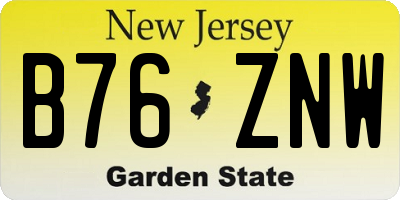 NJ license plate B76ZNW