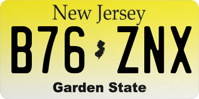 NJ license plate B76ZNX
