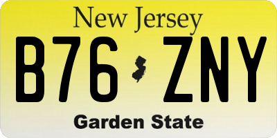 NJ license plate B76ZNY