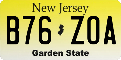 NJ license plate B76ZOA
