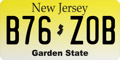 NJ license plate B76ZOB