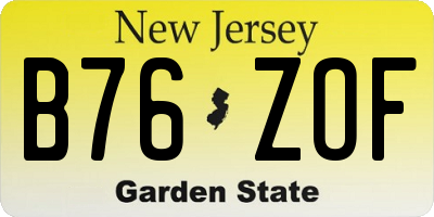 NJ license plate B76ZOF