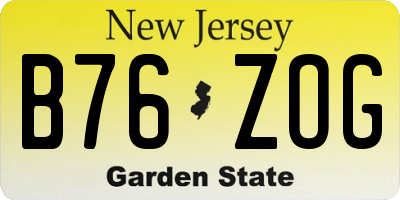 NJ license plate B76ZOG