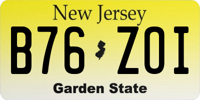 NJ license plate B76ZOI
