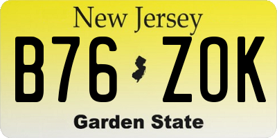 NJ license plate B76ZOK