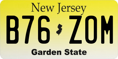 NJ license plate B76ZOM