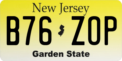 NJ license plate B76ZOP