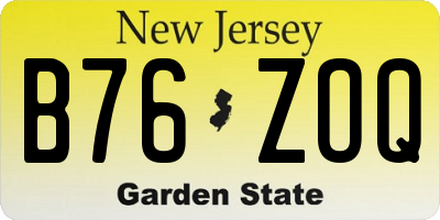 NJ license plate B76ZOQ