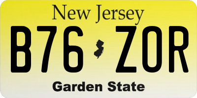 NJ license plate B76ZOR