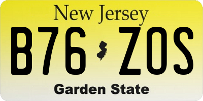 NJ license plate B76ZOS