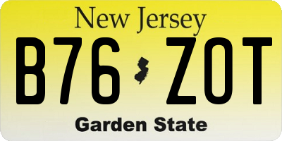 NJ license plate B76ZOT