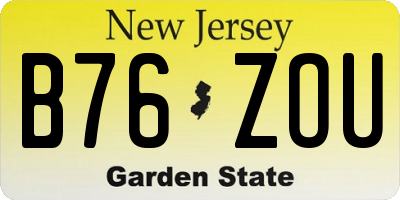 NJ license plate B76ZOU