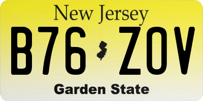 NJ license plate B76ZOV