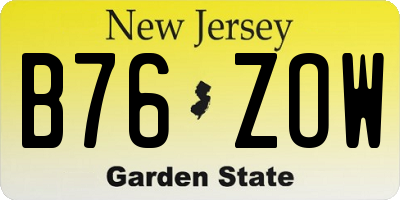 NJ license plate B76ZOW