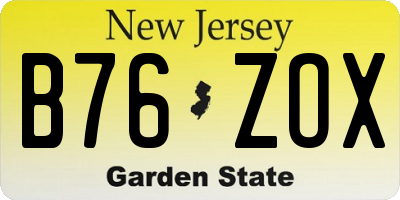 NJ license plate B76ZOX