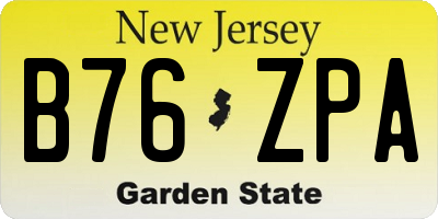 NJ license plate B76ZPA