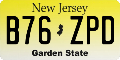 NJ license plate B76ZPD