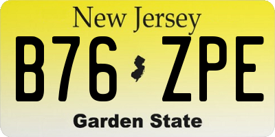 NJ license plate B76ZPE