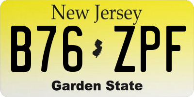 NJ license plate B76ZPF