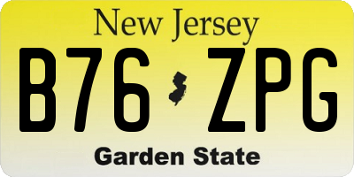 NJ license plate B76ZPG