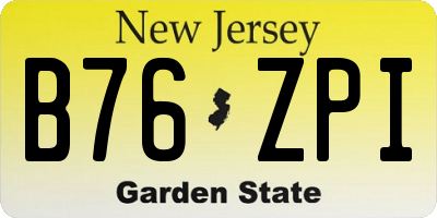 NJ license plate B76ZPI