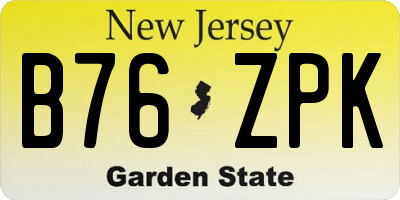 NJ license plate B76ZPK