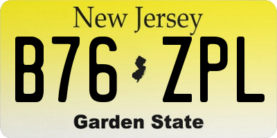 NJ license plate B76ZPL