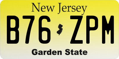 NJ license plate B76ZPM