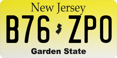 NJ license plate B76ZPO