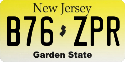 NJ license plate B76ZPR