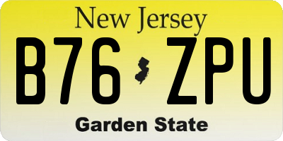 NJ license plate B76ZPU