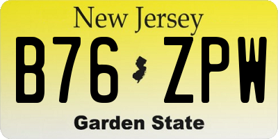 NJ license plate B76ZPW