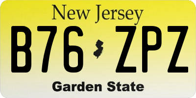 NJ license plate B76ZPZ