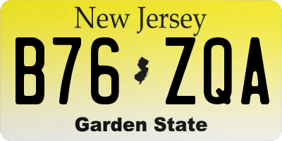 NJ license plate B76ZQA