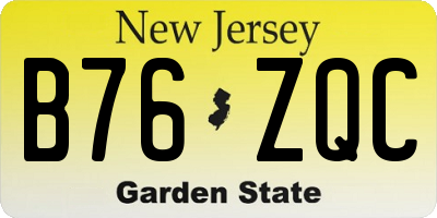 NJ license plate B76ZQC