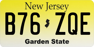 NJ license plate B76ZQE