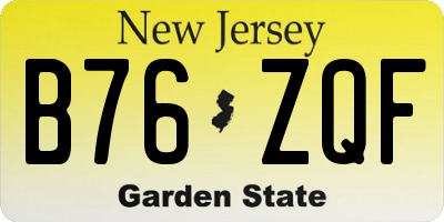 NJ license plate B76ZQF