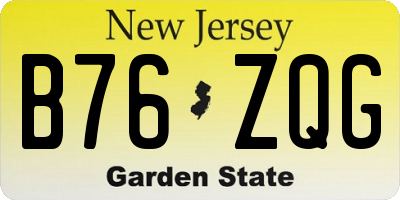 NJ license plate B76ZQG